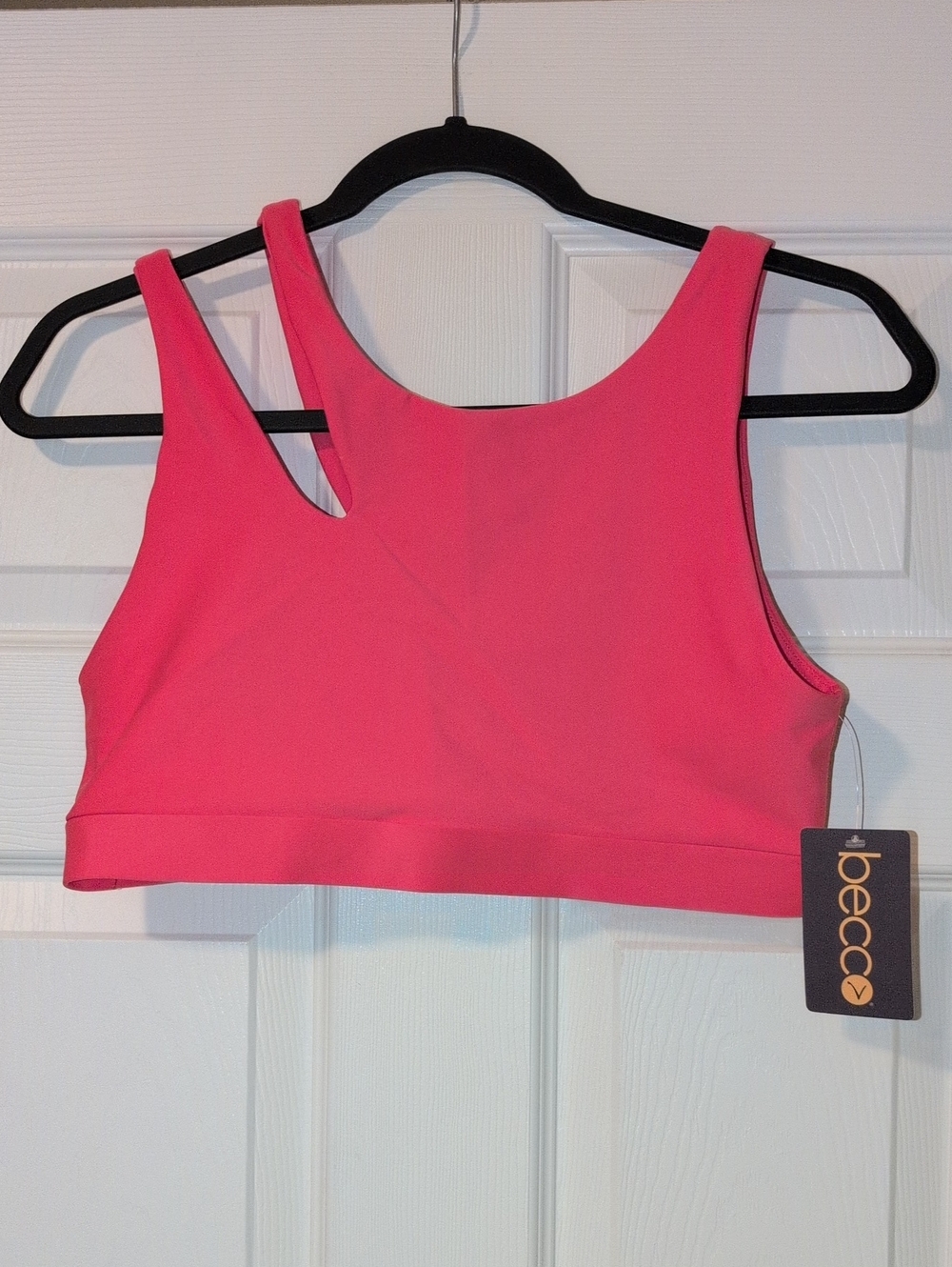 BECCO Hot Pink Asymmetrical Non-Padded Sports Bra Sz. L